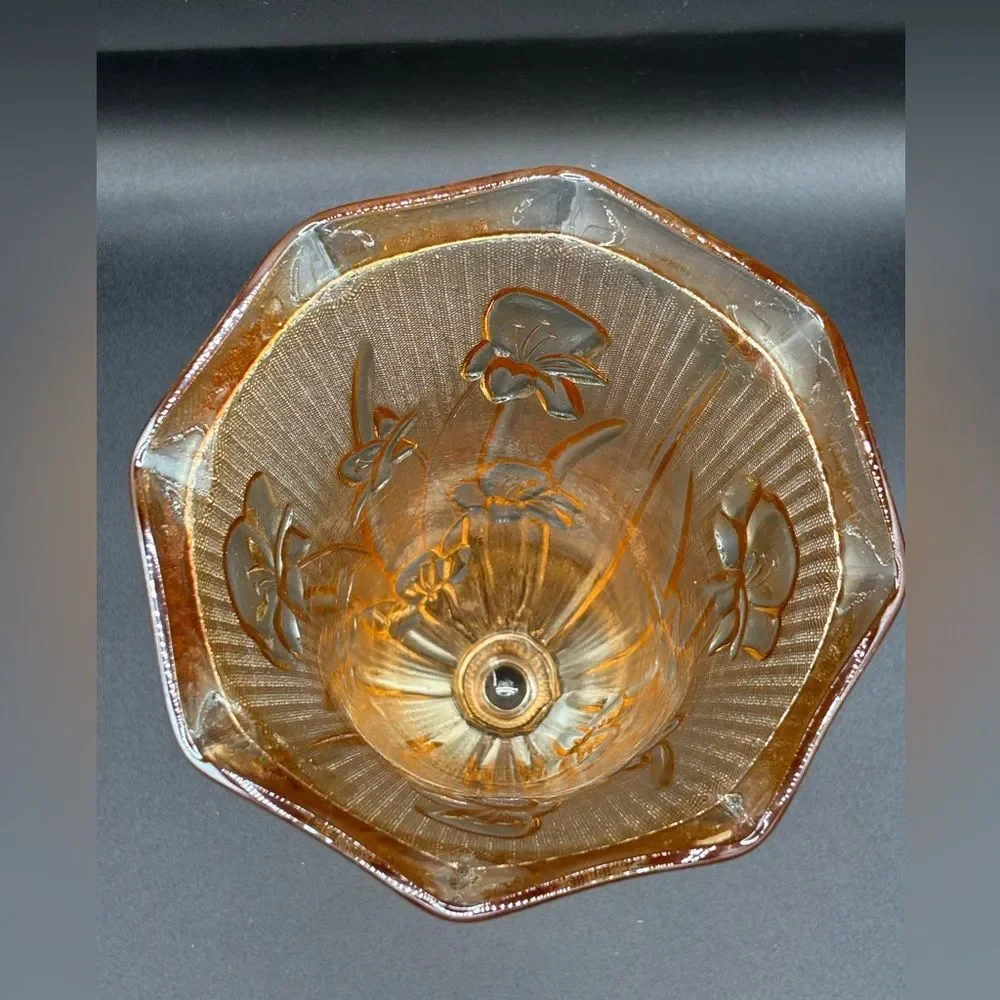 Carnival Glass Footed Vase JEANETTE 9